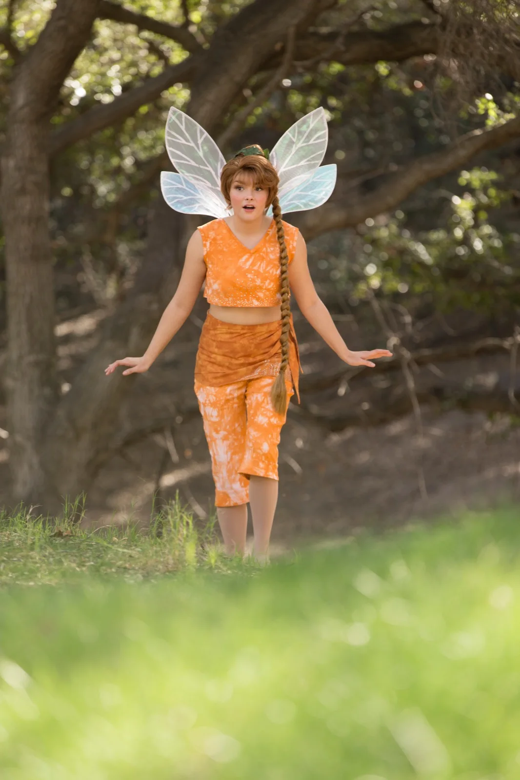 Orange Fairy party character in Raleigh-Durham