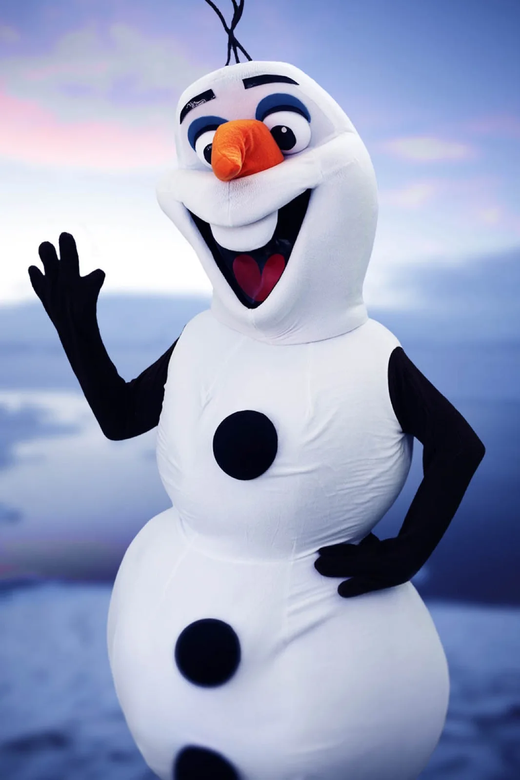 Snowman party character in Raleigh-Durham