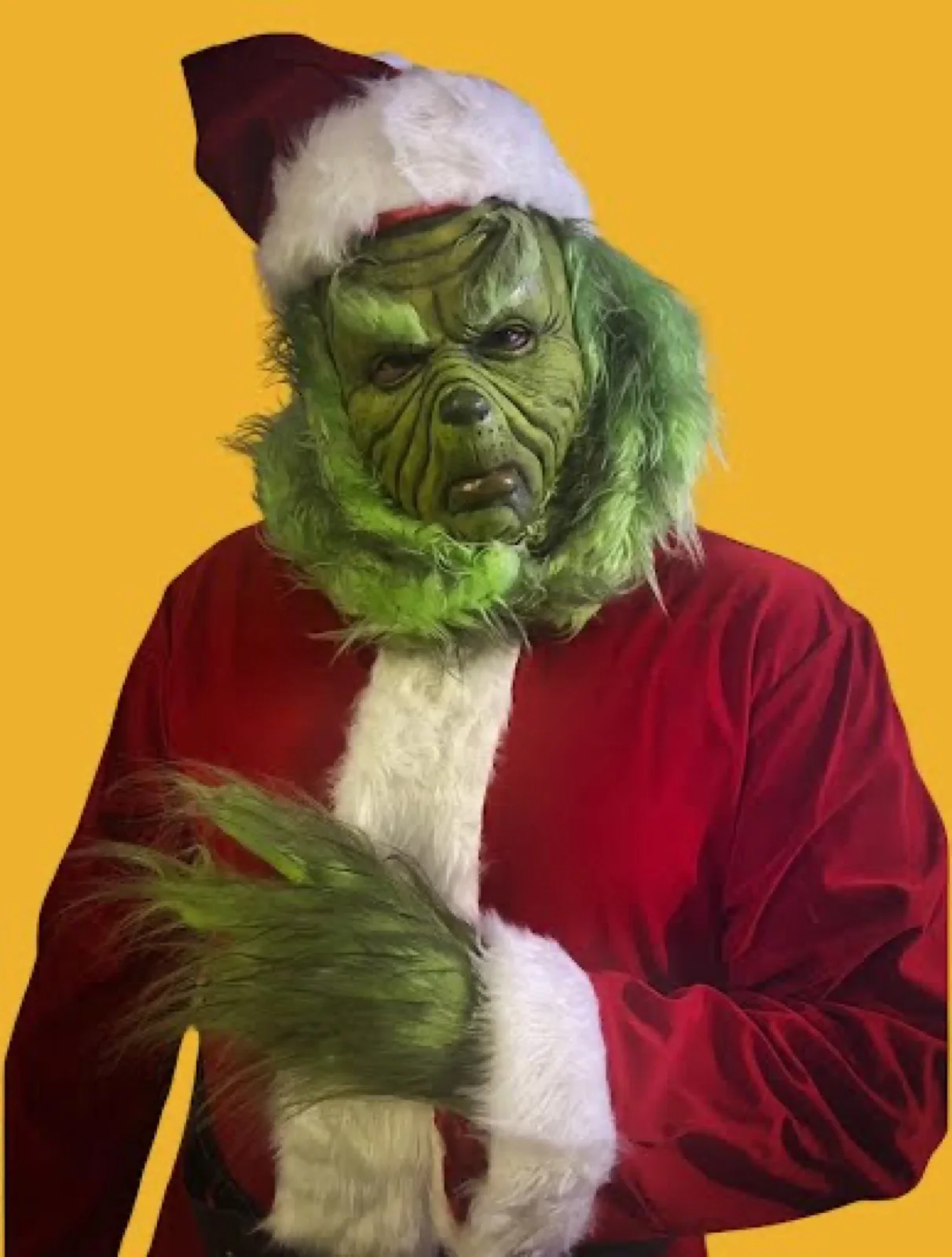 Holiday Grump party character in Raleigh-Durham